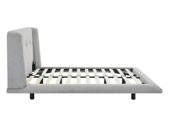 Vente-unique Lit 160 x 200 cm avec tête de lit capitonnée - Tissu - Gris clair + Matelas - PENAVI Discount