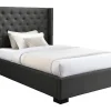 Vente-unique Lit 120 x 200 cm avec tête de lit capitonnée - Tissu - Gris - MASSIMO Online