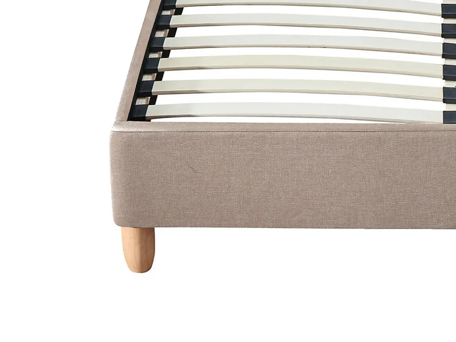 Vente-unique Lit 160 x 200 cm avec tête de lit capitonnée - Tissu - Beige + Matelas - ELIDE