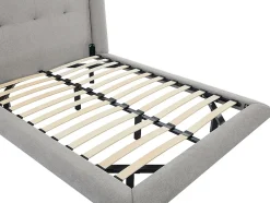 Vente-unique Lit 140 x 190 cm avec tête de lit capitonnée - Tissu - Gris clair - PENAVI Outlet