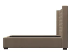 Vente-unique Lit 180 x 200 cm avec tête de lit capitonnée - Tissu - Beige - MASSIMO II