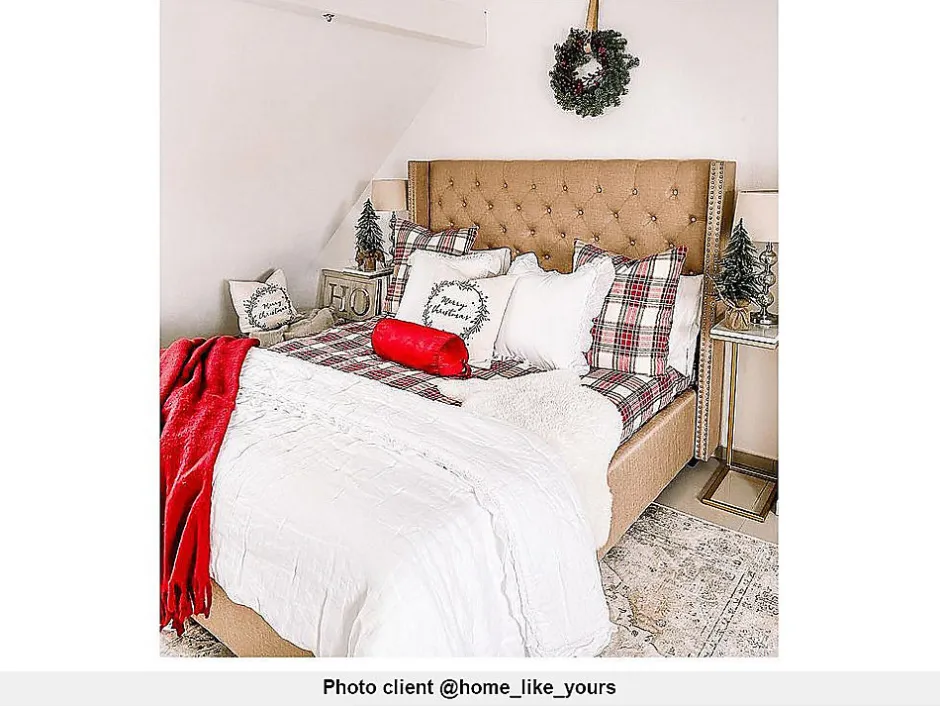Vente-unique Lit 180 x 200 cm avec tête de lit capitonnée - Tissu - Beige - MASSIMO II