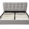 Vente-unique Lit 160 x 200 cm avec tête de lit capitonnée - Tissu - Gris clair - ELIDE Outlet