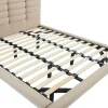 Vente-unique Lit 180 x 200 cm avec tête de lit capitonnée - Velours - Beige - NISATIO Clearance