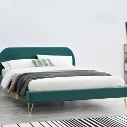 Concept Usine Lit 160 x 200 cm en velours et laiton vert - PHOENIX
