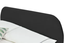 Concept Usine Lit 160 x 200 cm en velours noir et pieds noirs - PHOENIX