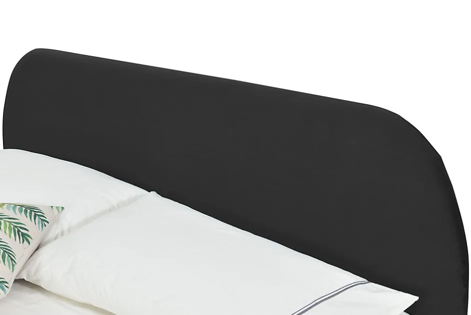 Concept Usine Lit 160 x 200 cm en velours noir et pieds noirs - PHOENIX