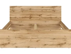 Pegane Lit adule 2 places 160x200 cm ,coloris Chêne wotan - Longueur 204,5 x Profondeur 165 x Hauteur 85,5cm Clearance