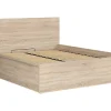 Pegane Lit adule 160x200 Lit coffre 2 place avec sommier et rangement, coloris chêne Sonoma - L. 204,5 x P. 169 x H. 95/40,5 cm