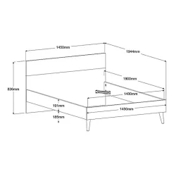 Parisot Lit adulte - AALBORG - 140 x 190 cm - Blanc / Chene - Outlet