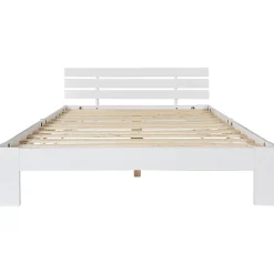 Blackcolors Lit Adulte Double Bois Massif 140x200cm Tête Lit Blanc Discount