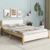 ProximaX Lit adulte double en bois - cadre en pin avec tête de lit et sommier à lattes lit en MDF blanc + naturel - 140x200 cm