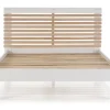 Pegane Lit adulte en pin et MDF coloris blanc, naturel - Longueur 197,7 x Profondeur 153,2 x Hauteur 100 cm