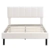 Gutent Lit adulte lit cadre à lattes en bois lit 140x190 cm lit rembourré lit pieds en fer Single sherpa beige New