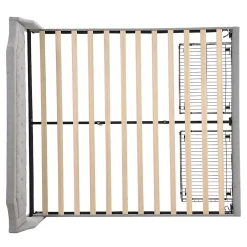 Gutent Lit adulte lit cadre à lattes en bois lit 180x200 cm lit led rembourré lit 2 tiroirs lit double lin gris Clearance