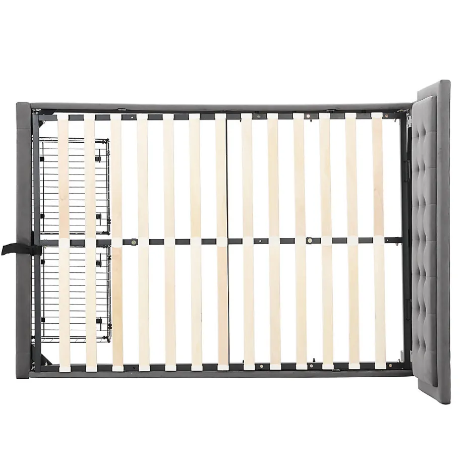 Gutent Lit adulte lit coffre lit 140x200 cm lit de rangement lit rembourré hydraulique lit 2 tiroirs lit double velours gris