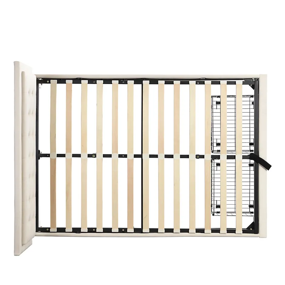 Gutent Lit adulte lit coffre lit 140x190 cm lit de rangement lit rembourré hydraulique lit 2 tiroirs lit double velours beige New
