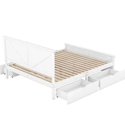 Gutent Lit adulte lit 160x200 cm avec 4 tiroirs Single pin blanc