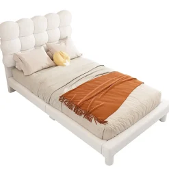 Gutent Lit adulte lit 90x200 cm lit plat lit rembourré Single blanc New