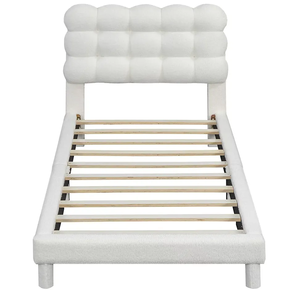 Gutent Lit adulte lit 90x200 cm lit plat lit rembourré Single blanc New