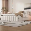 Gutent Lit adulte lit 140x200 cm lit rembourré avec 4 tiroirs Single velours beige Best