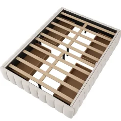 Gutent Lit adulte lit 140x200 cm lit rembourré avec 4 tiroirs Single velours beige Best