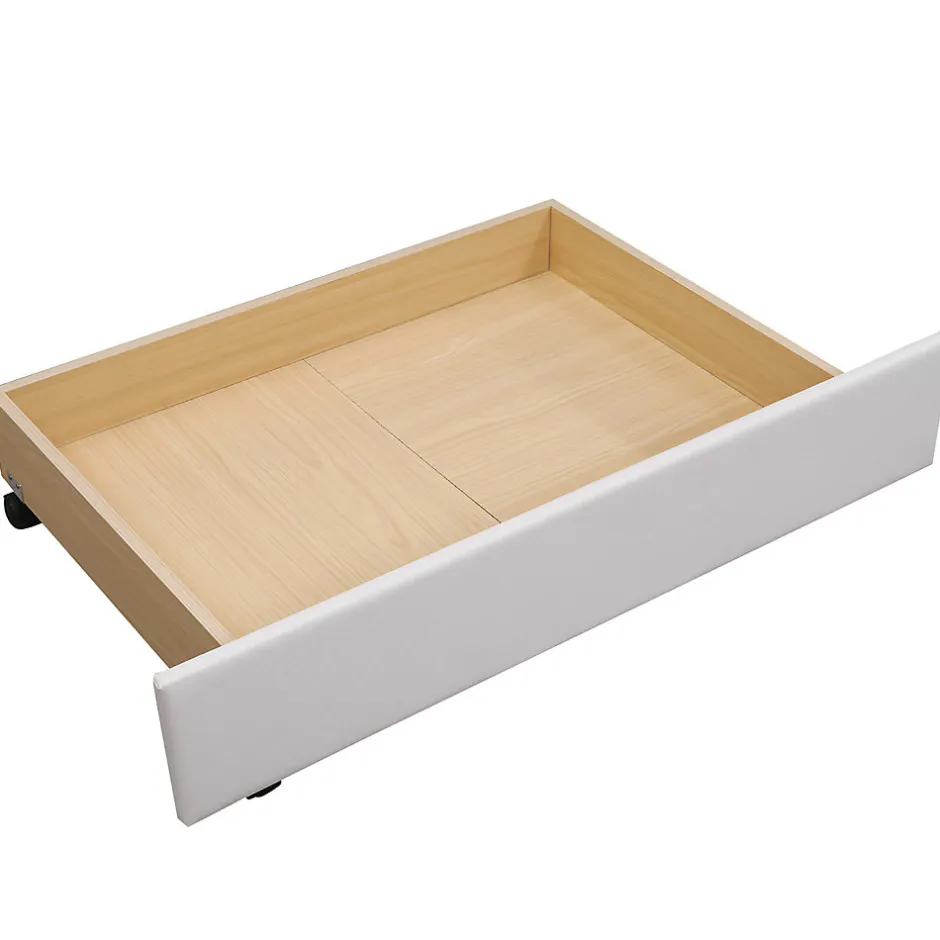 Gutent Lit adulte lit 140x200 cm lit rembourré avec sommier à lattes lit 2 tiroirs lit double pu blanc