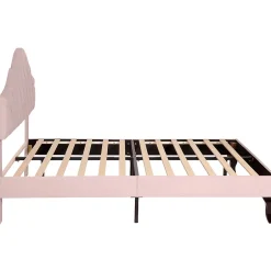 Gutent Lit adulte lit 140x200 cm lit rembourré avec sommier à lattes lit double velours rose Hot
