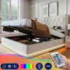 Gutent Lit adulte lit 180x200 cm lit rembourré hydraulique lit de rangement lit double coton beige New
