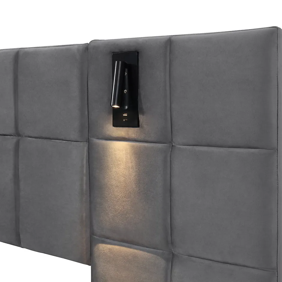 Gutent Lit adulte lit 160x200 cm lit rembourré hydraulique lit de rangement lit double velours gris