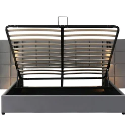 Gutent Lit adulte lit 160x200 cm lit rembourré hydraulique lit de rangement lit double velours gris