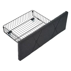 Gutent Lit adulte lit 160x200 cm lit rembourré lit de rangement avec 4 tiroirs lit double lin gris New