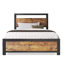 Gutent Lit adulte lit 90x200 cm lit tête de lit de rangement lit sommier à lattes lit en métal Single métal+mdf Neutral