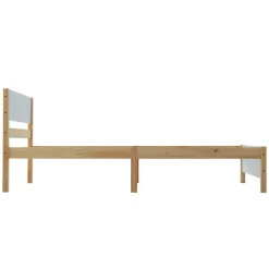 ProximaX Lit adulte simple en bois - cadre en pin avec tête de lit et sommier à lattes lit en MDF blanc + naturel - 90x200 cm Discount