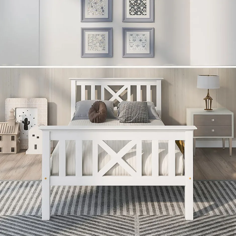Blackcolors Lit Adulte Simple 90x200cm Bois Blanc Discount
