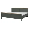 Meublorama Lit adulte 180x200 collection ASSIA. Coloris vert kaki et finitions aspect chene.