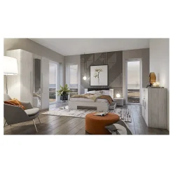 Meublorama Lit adulte 180x200 collection IRINA. Coloris gris clair et gris foncé