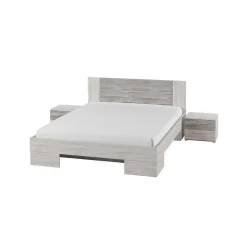 Meublorama Lit adulte 180x200 collection IRINA. Coloris gris clair et gris foncé