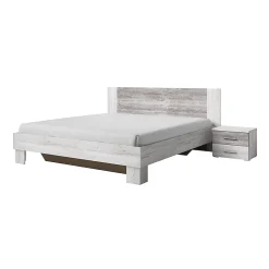 Meublorama Lit adulte 180x200 collection IRINA. Coloris gris clair et gris foncé