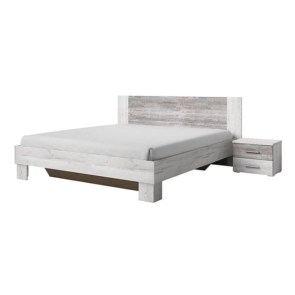 Meublorama Lit adulte 180x200 collection IRINA. Coloris gris clair et gris foncé