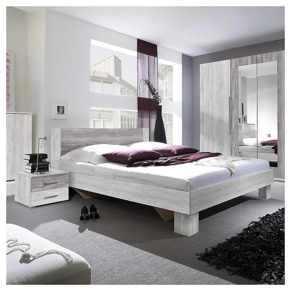 Meublorama Lit adulte 180x200 collection IRINA. Coloris gris clair et gris foncé
