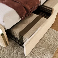 Blackcolors Lit Adulte 180x200cm Rembourré USB Type-C Lin Beige
