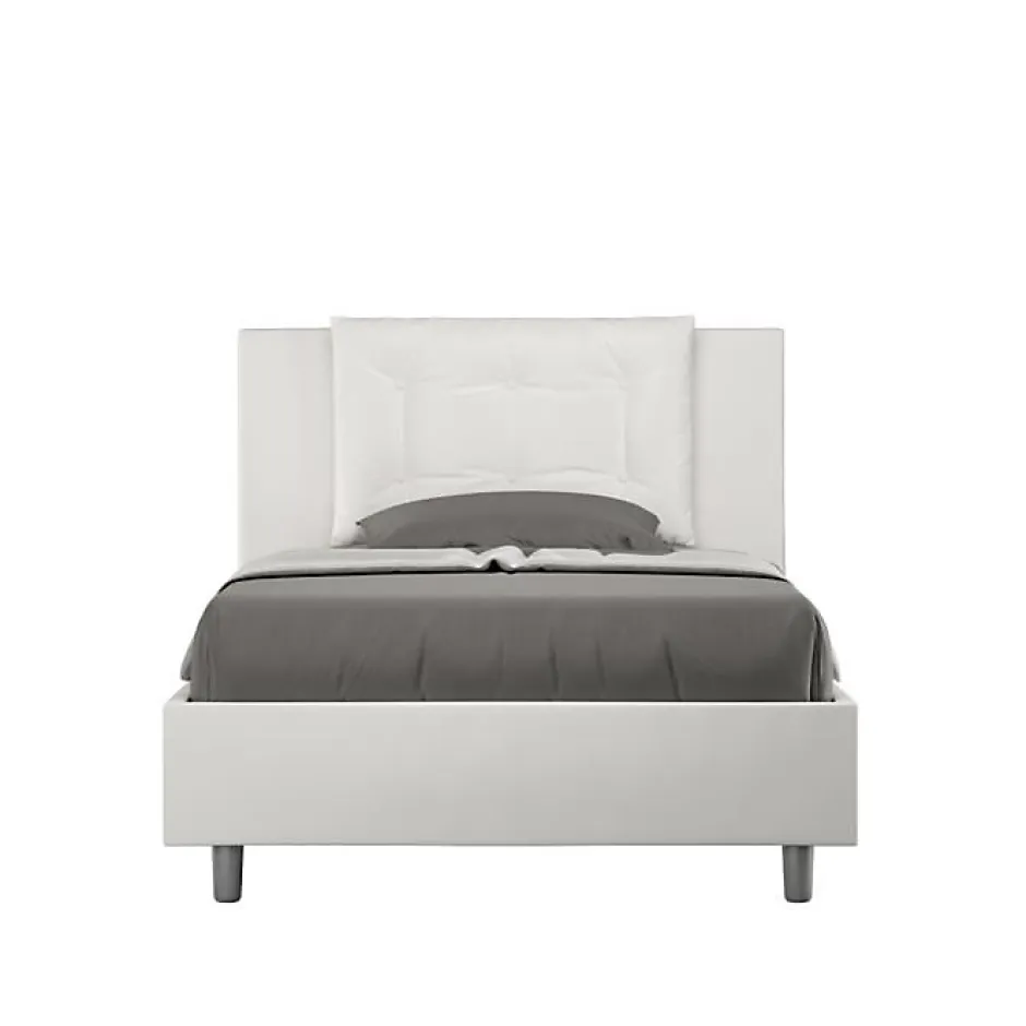 Ityhome Lit Annalisa en simili cuir blanc avec sommier tapissé 120x210 Hot
