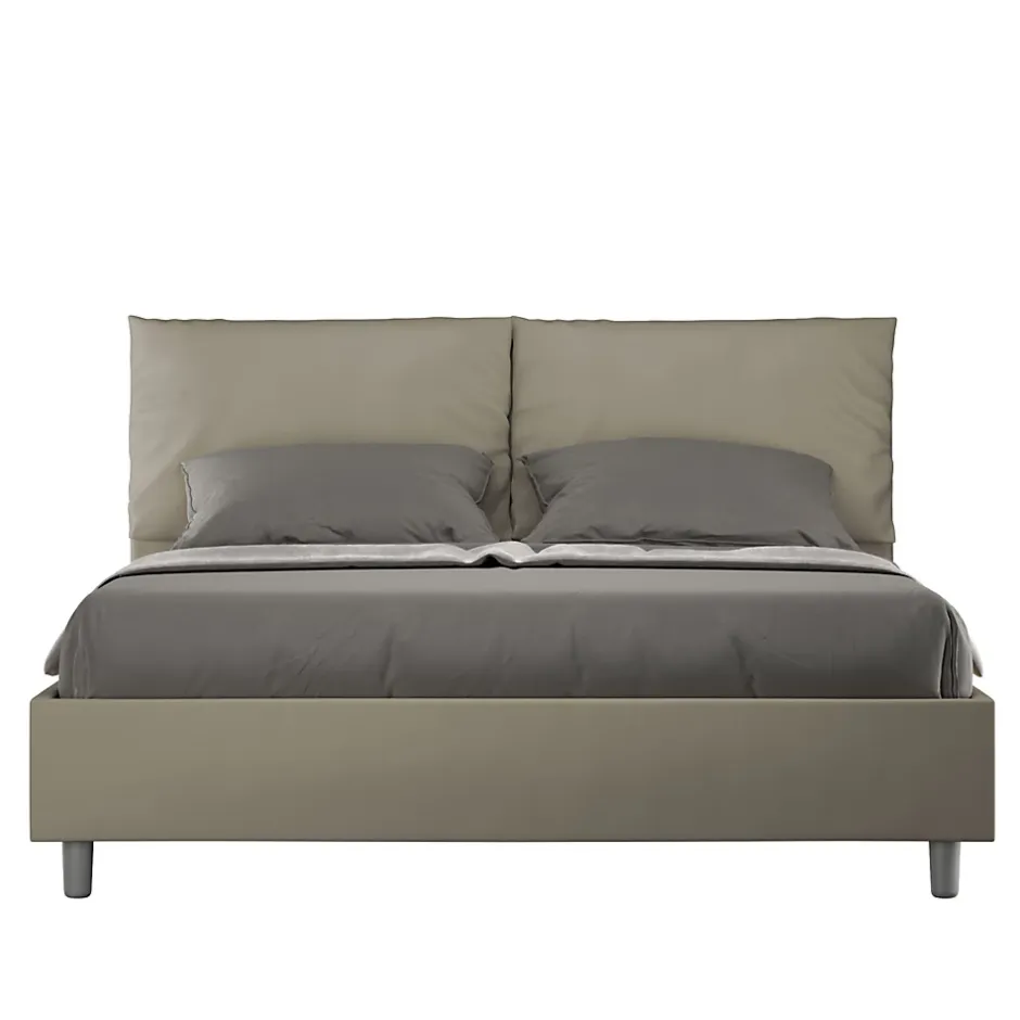Ityhome Lit Antea avec sommier rembourré 160x210 simili cuir cappuccino Online