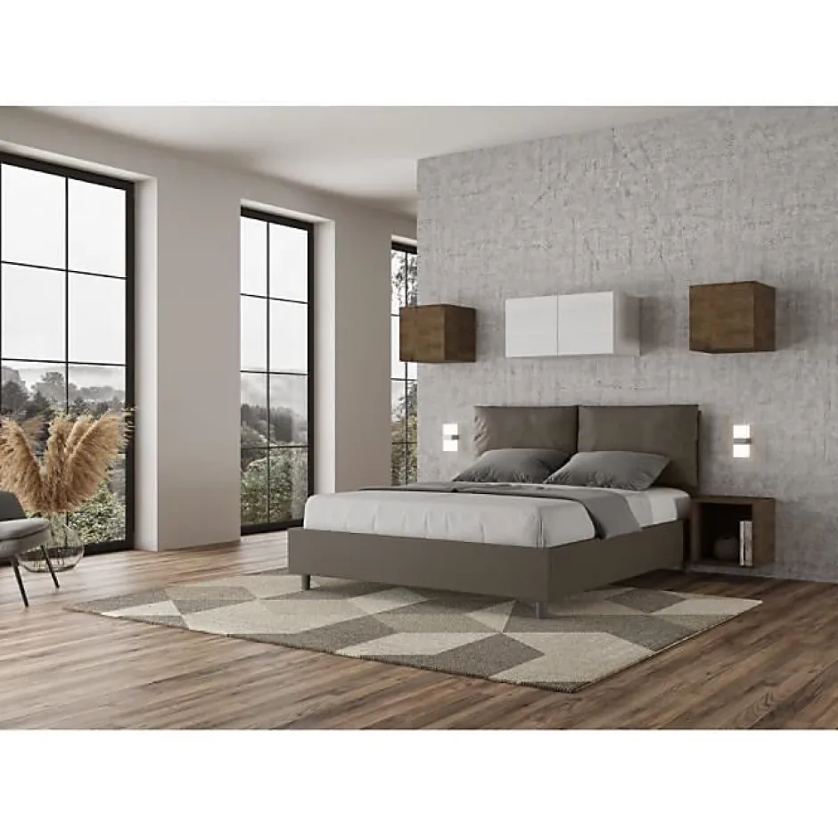 Ityhome Lit Antea avec sommier rembourré 160x210 simili cuir cappuccino Online