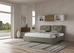 Ityhome Lit Appia avec sommier rembourré 180x190 en simili cuir cappuccino Hot
