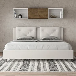 Ityhome Lit Appia en simili cuir blanc avec sommier tapissé 180x190 Discount