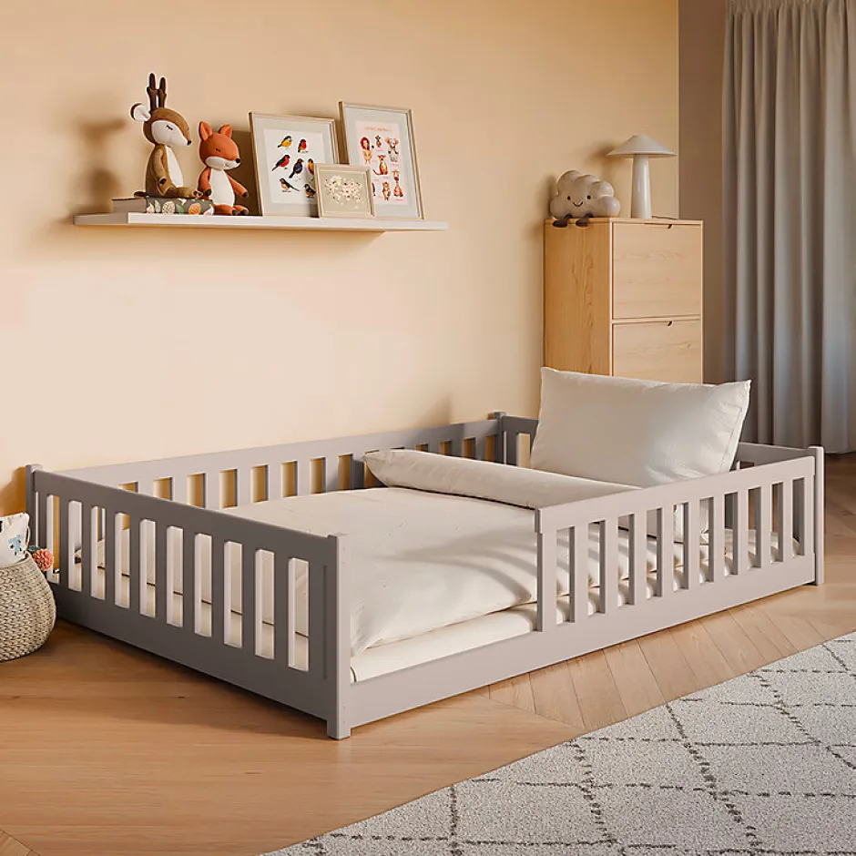 Enfant Petits-Meubles Lit au sol 140x200 sommier inclus Maya Cachemire