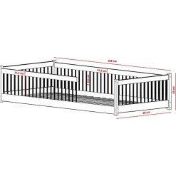 Petits-Meubles Lit au sol 90x200 sommier inclus Tamara Bois New