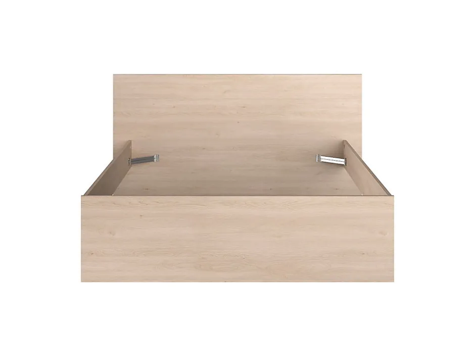 Vente-unique Lit avec 4 tiroirs 140 x 190 cm - Coloris : Blanc brillant et naturel - VELONA